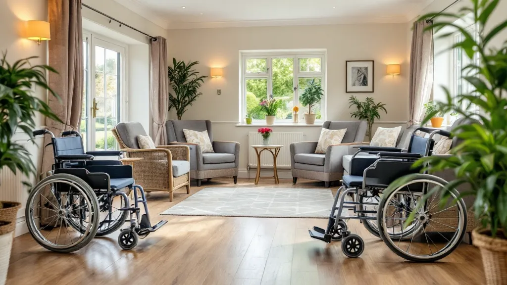 Care Home Communal Lounge with Mobility Aids