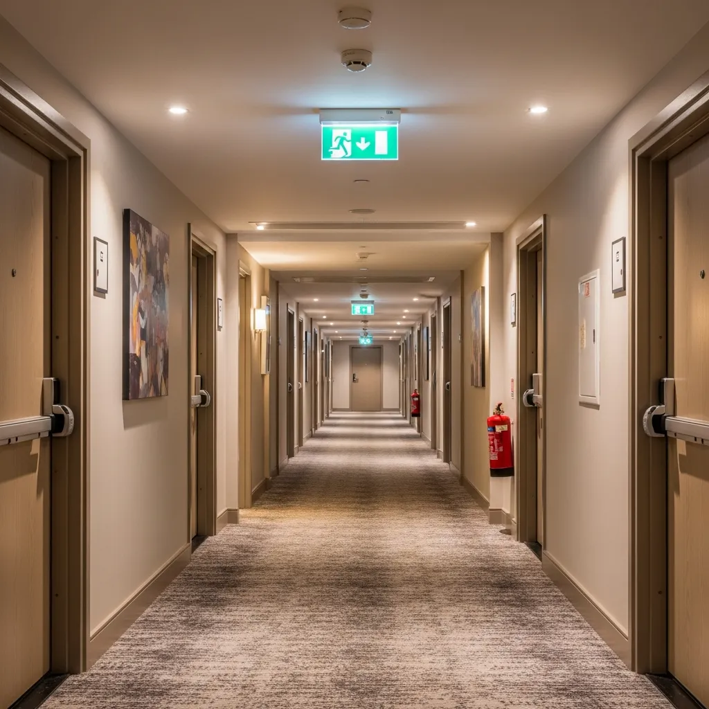 Hotel Corridor Fire Safety and Evacuation Routes